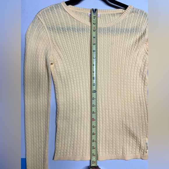 RALPH LAUREN POLO JEANS CO Yellow Long Sleeve Ribbed Fitted Top Women’s Medium - Picture 8 of 9